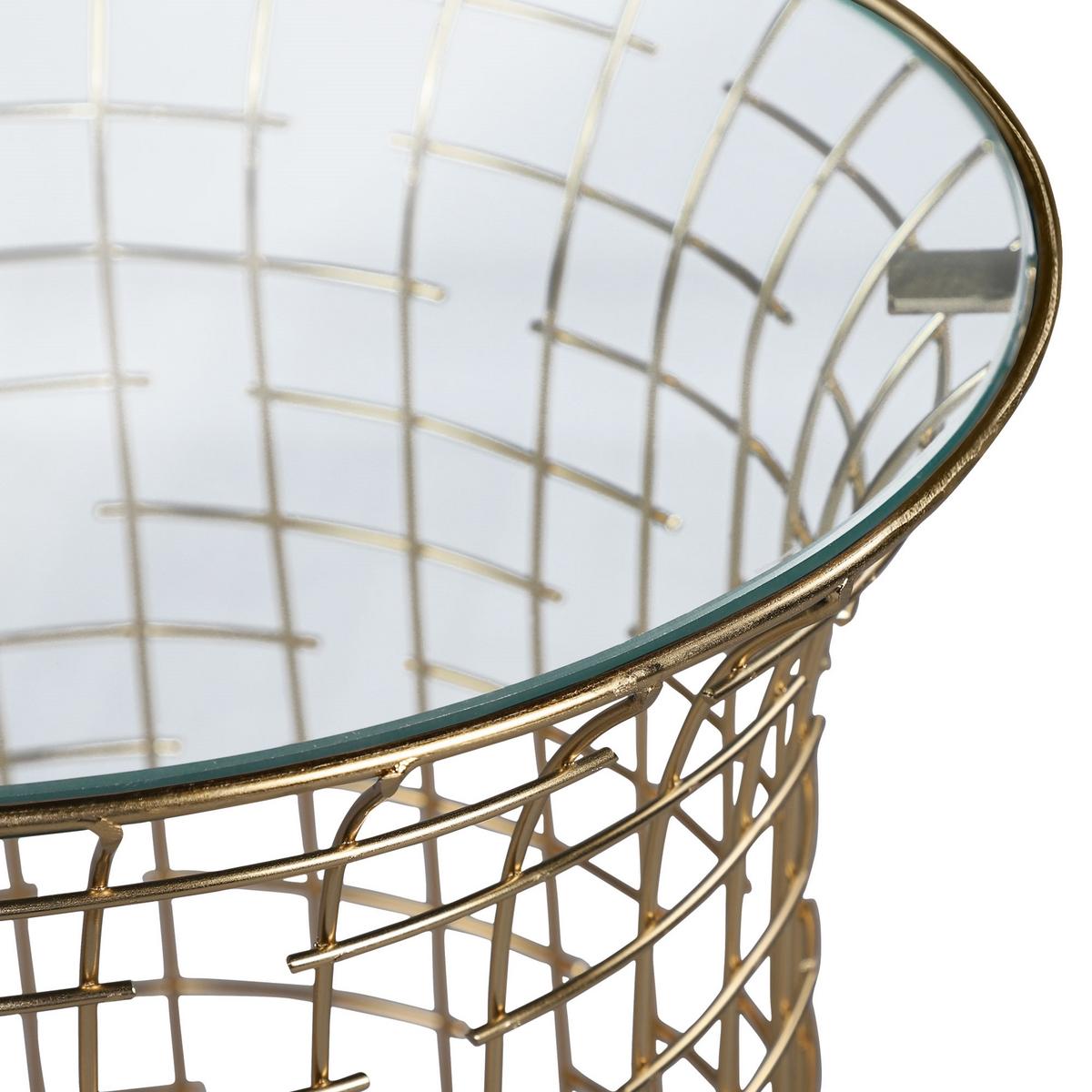 BEISTELLTISCH rund Ø40x45 cm mit Eisengestell Gold und Glasplatte - Goldfarben, Glas (40/40/45cm) - WOMO-DESIGN