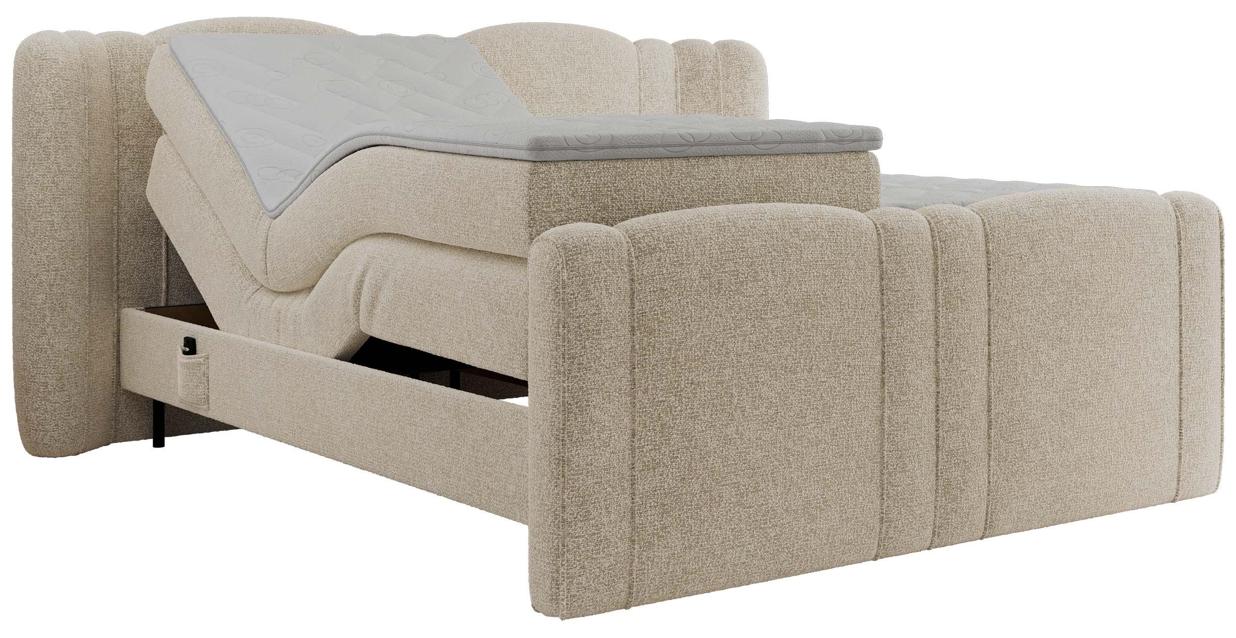 BOXBETT FORTINA 180/200 - Creme Struktur - H3 - Creme, Holz/Textil (180/200cm) - MKS