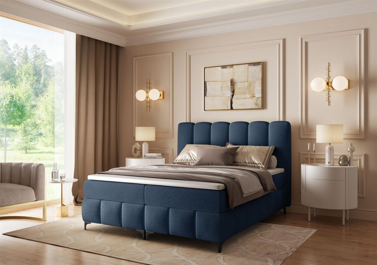 BOXBETT Isabel - Blau, Holzwerkstoff/Textil (120/200cm) - Fun Möbel