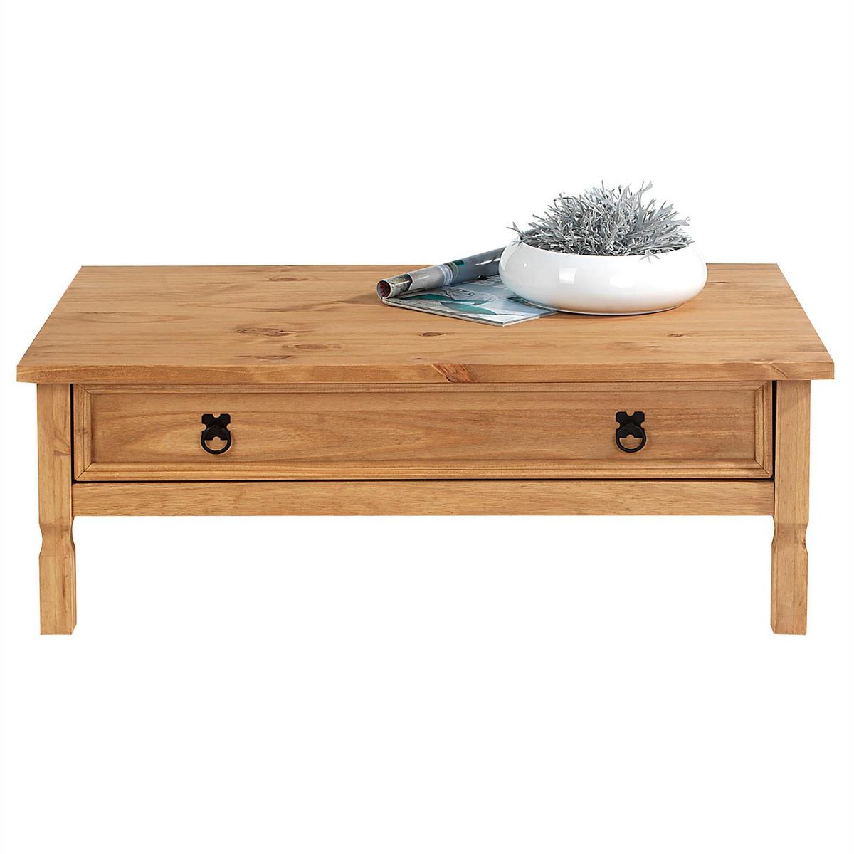 MEXICO MÖBEL COUCHTISCH TEQUILA gebeizt/gewachst - Kieferfarben, Holz (65/100/37cm) - IDIMEX