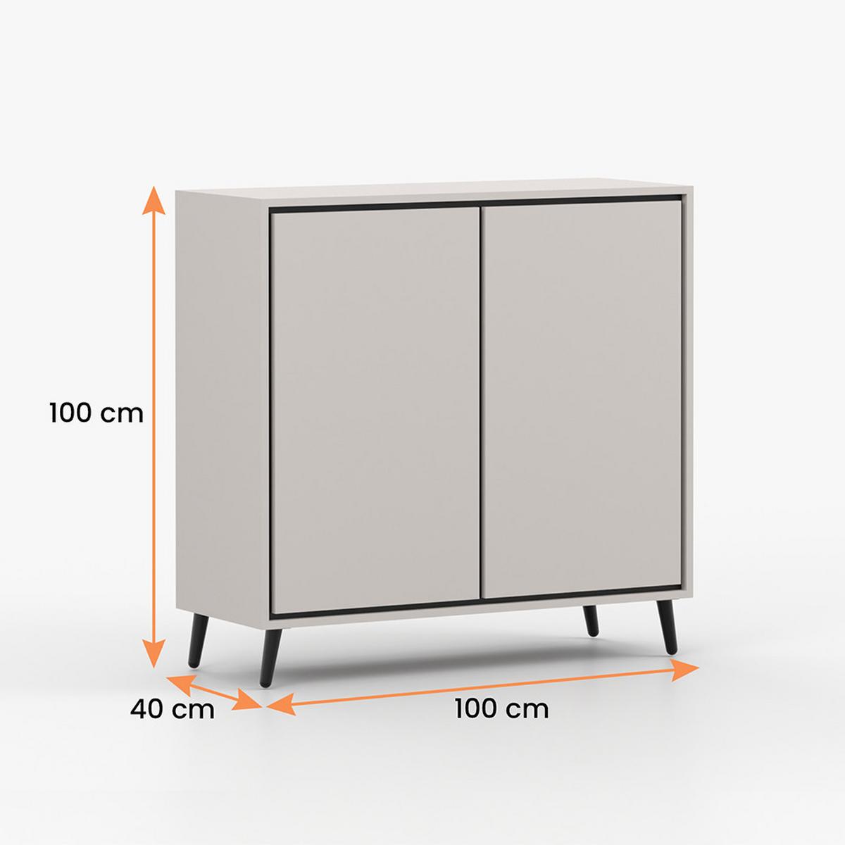 KOMMODE FRESCO 2D 90 cm Weiß/Weiß, zwei Dretüren, grifflos - Kaschmir, Holzwerkstoff (100/100/40cm) - imoebel24