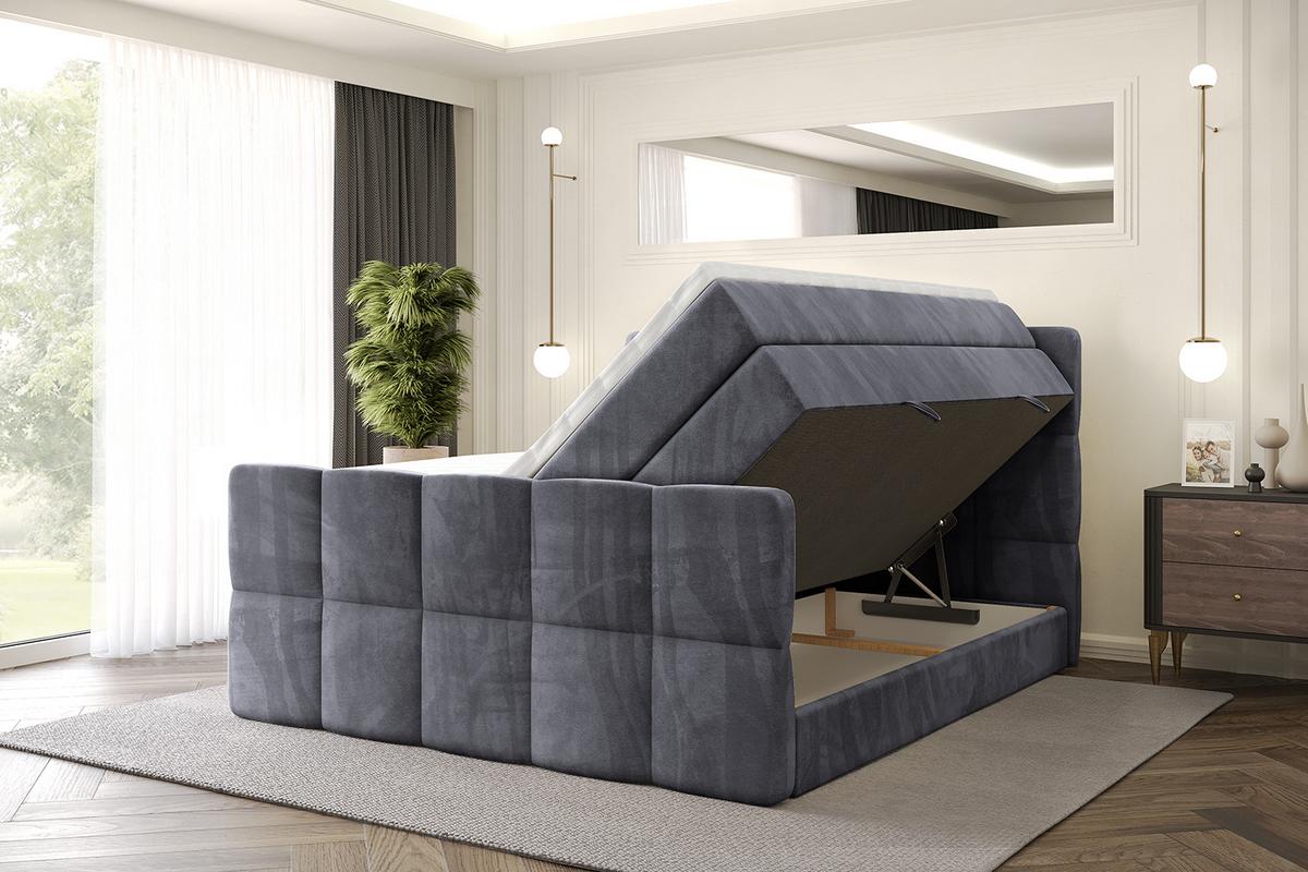 BOXSPRINGBETT mit Matratze und Lattenrost - LIRO-Z KING-120x200 - Dunkelgrau Casablanca - Dunkelgrau, Holzwerkstoff (120/200cm) - ALTDECOR