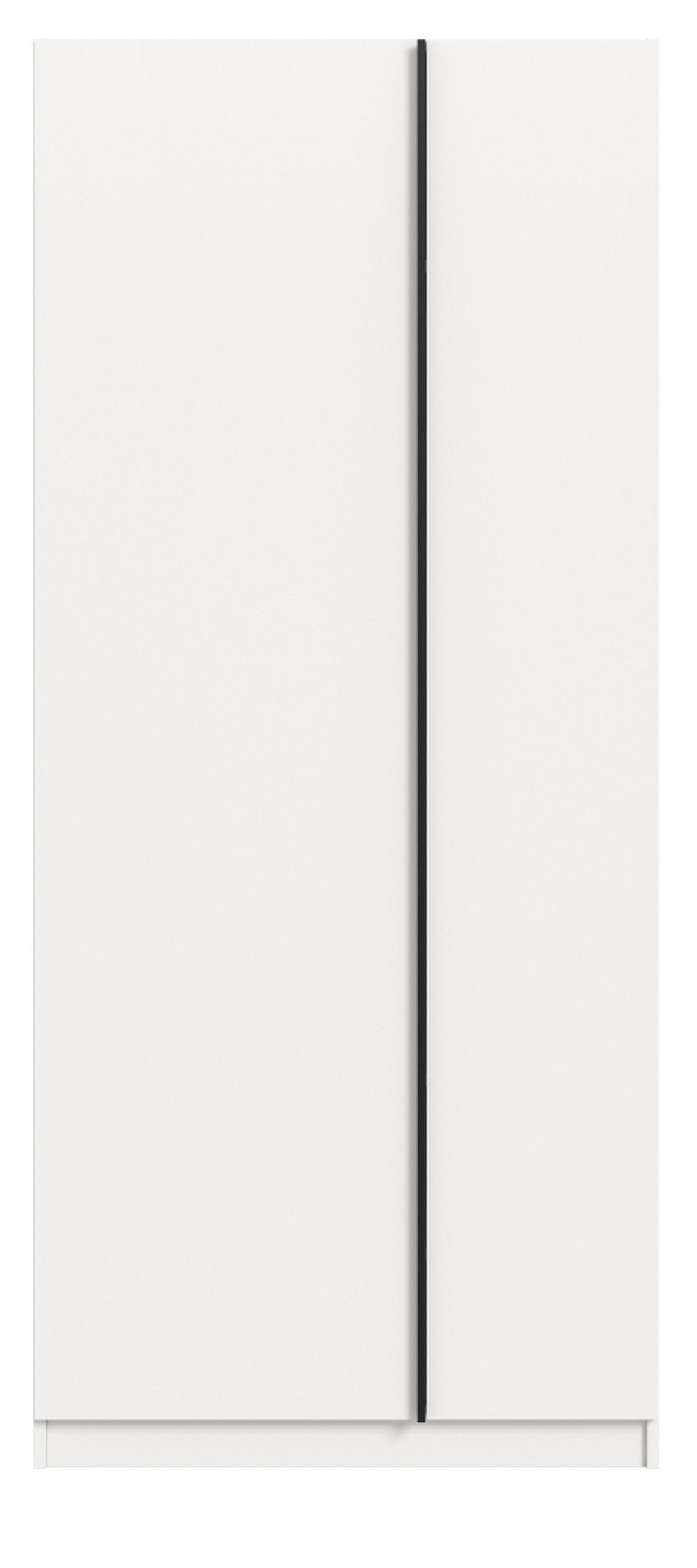 KLEIDERSCHRANK weiß 2-türig 80 x 183 cm, Drehtürenschrank inklusive Einlegeböden - Schwarz/Weiß, Holzwerkstoff/Kunststoff (80/183/53cm) - Inn.Furn