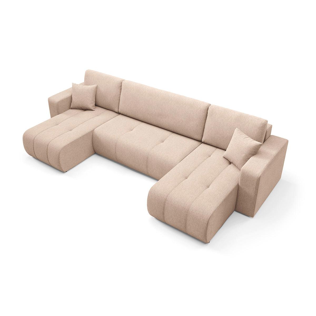 PANORAMASOFA Vasco 5 Sitzplätze Beige - Beige, Holz (318/88/145cm) - Petits-meubles