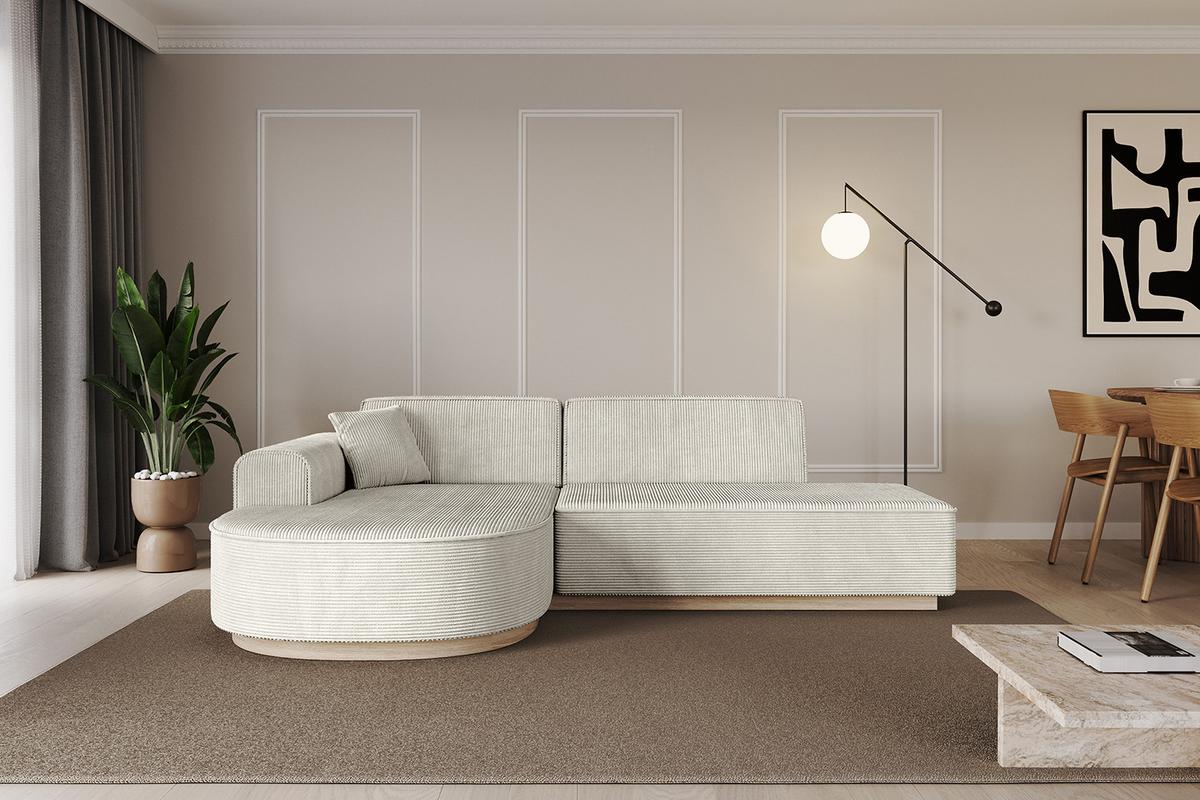 ECKSOFA Ottomane Links ARRIO-L1 - 243x171x83 cm Creme - Hellgrau/Creme, Holzwerkstoff/Textil (243/171cm) - ALTDECOR
