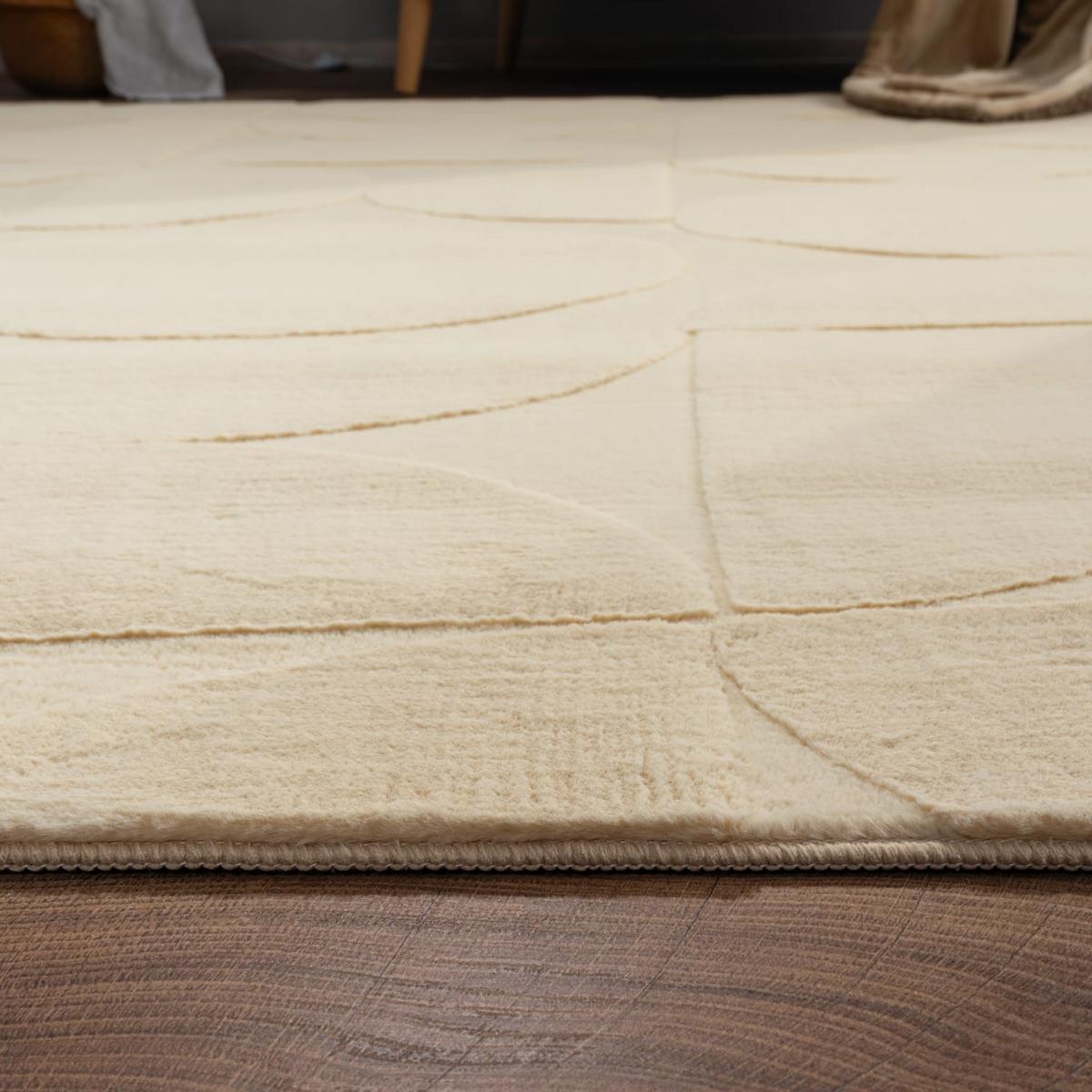 KURZFLORTEPPICH, mit Struktur, aus Polyester, Florhöhe 10 mm, Beige, 160 x 220 cm - Beige, Textil (160/220cm) - KADIMA DESIGN