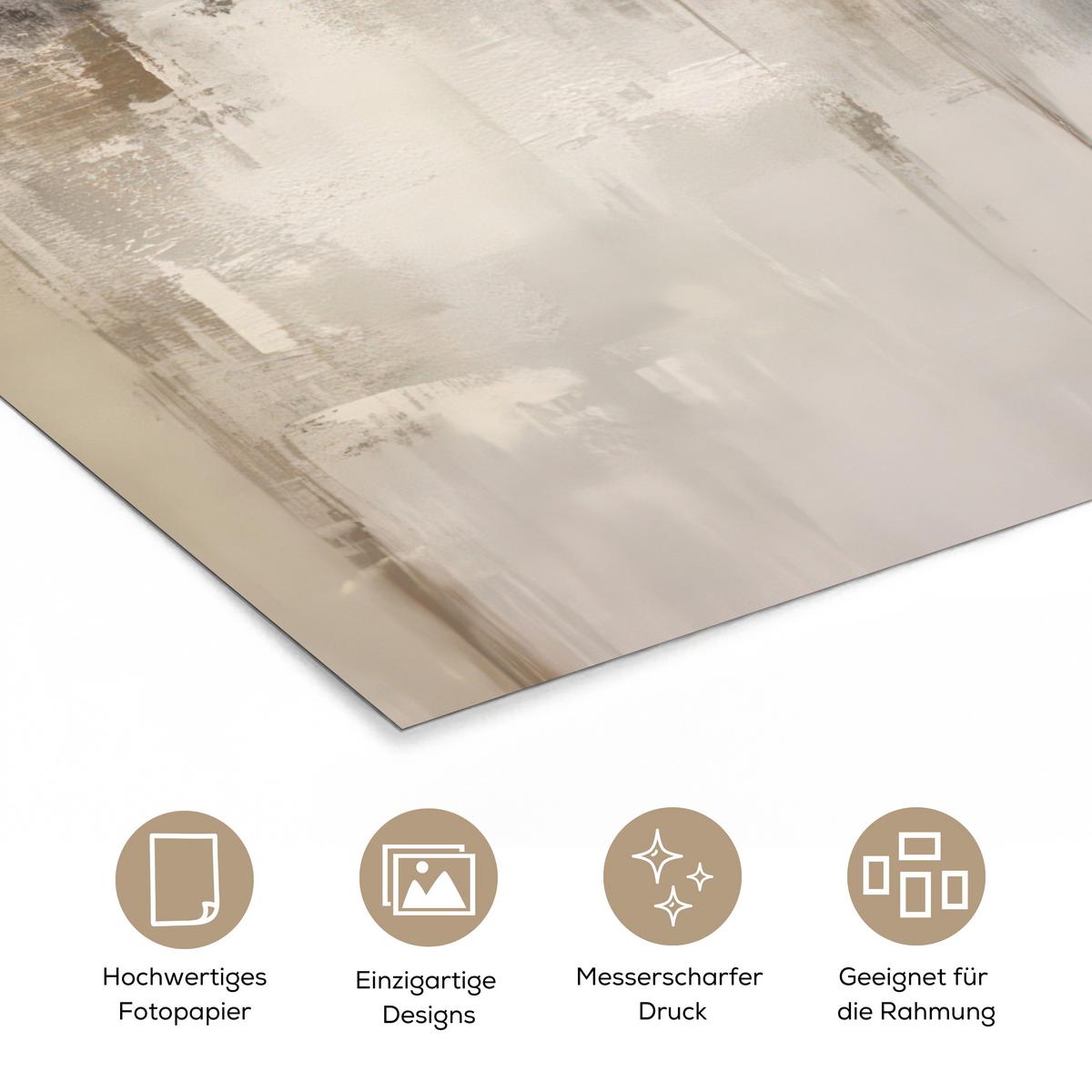 POSTER Moderne Kunst - Abstrakt - Beige Wandbild Schlafzimmer 80x120 cm - Beige, Papier (80/120/0.1cm) - MuchoWow