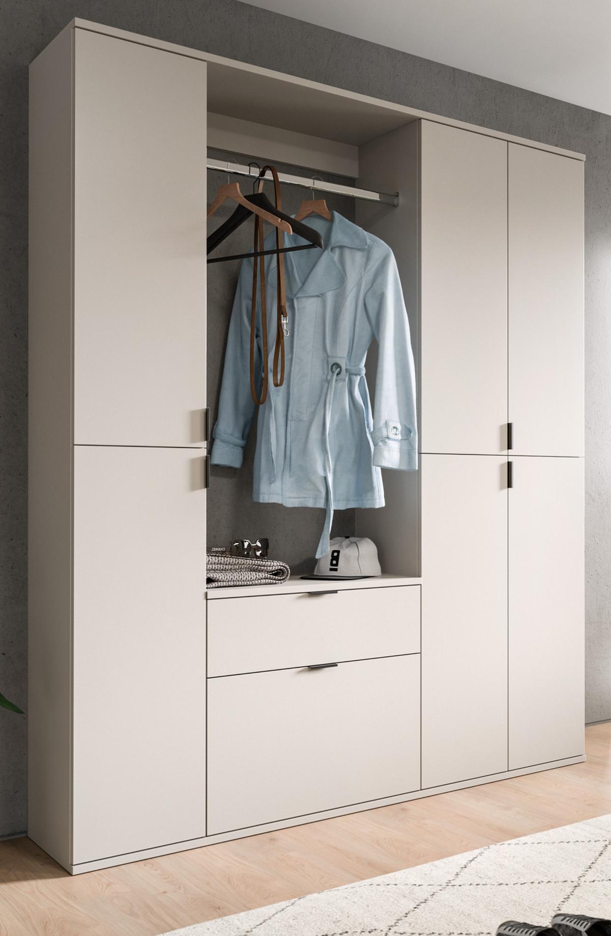 GARDEROBEN-SET Kaschmir 152 x 193 cm, Garderobenschrank mit viel Stauraum - Kaschmir/Schwarz, Holzwerkstoff/Metall (152/193/34cm) - Inn.Furn