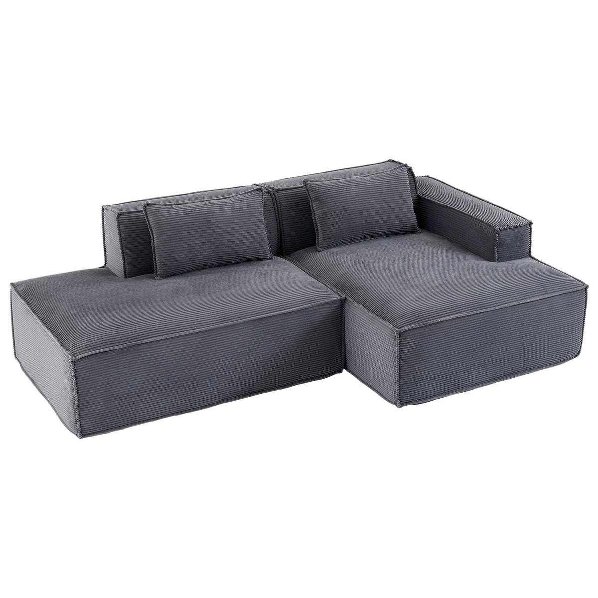 ECKSOFA gepolstert mit taschenfederkern & 2 kissen - Grau, Textil (235/129cm) - Urban Meuble