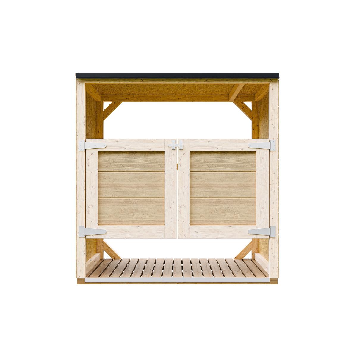 MÜLLTONNENBOX 2er 240L, M980A, aus wetterfestem LP Smartside Holz - Beige, Holz (153/159/75cm) - Timbela