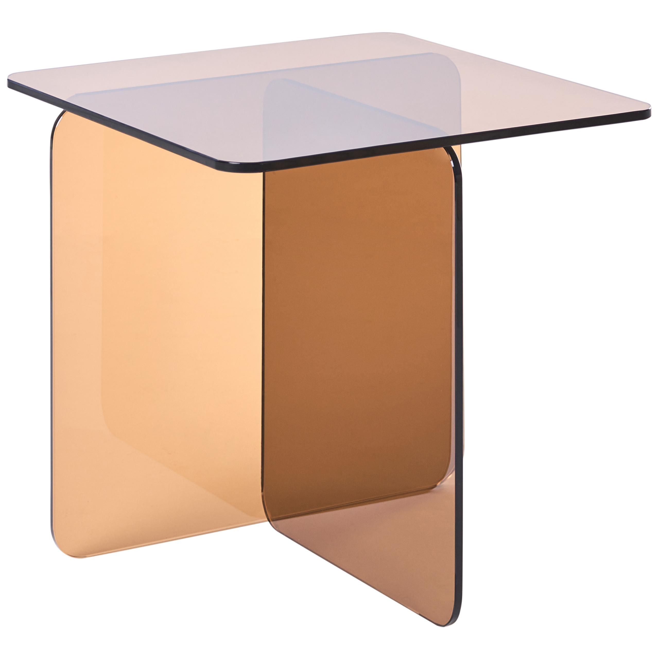 BEISTELLTISCH Sicherheitsglas Braun Amisk - Braun, Glas (50/50/46cm) - Beliani