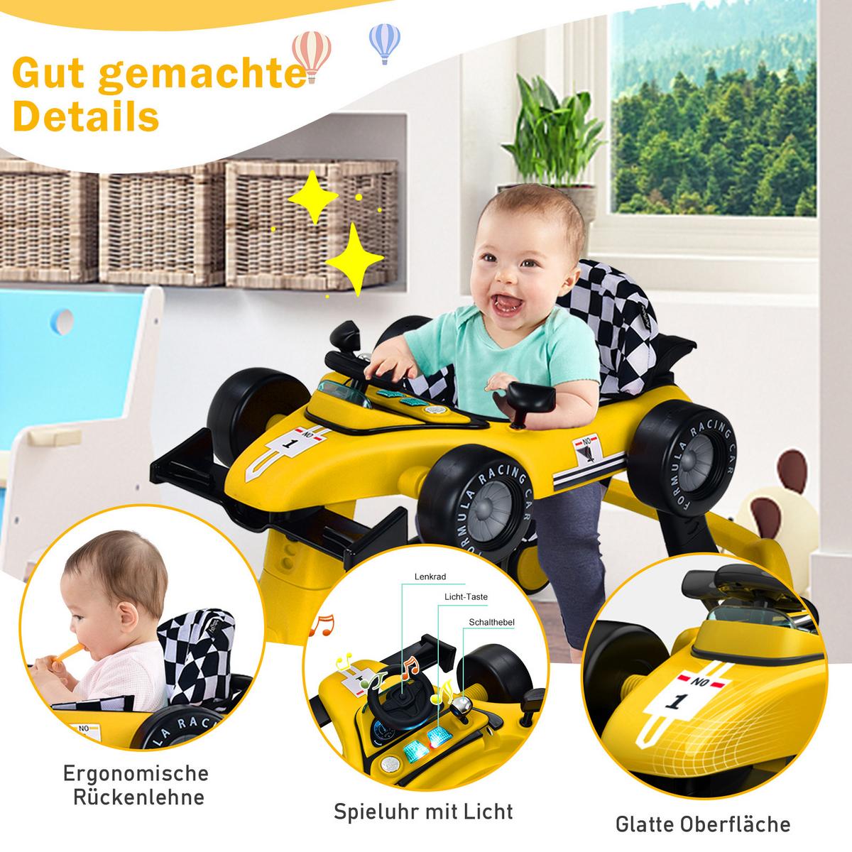 LAUFLERNWAGEN Klappbar Gelb - Gelb, Kunststoff (76/56/64cm) - COSTWAY
