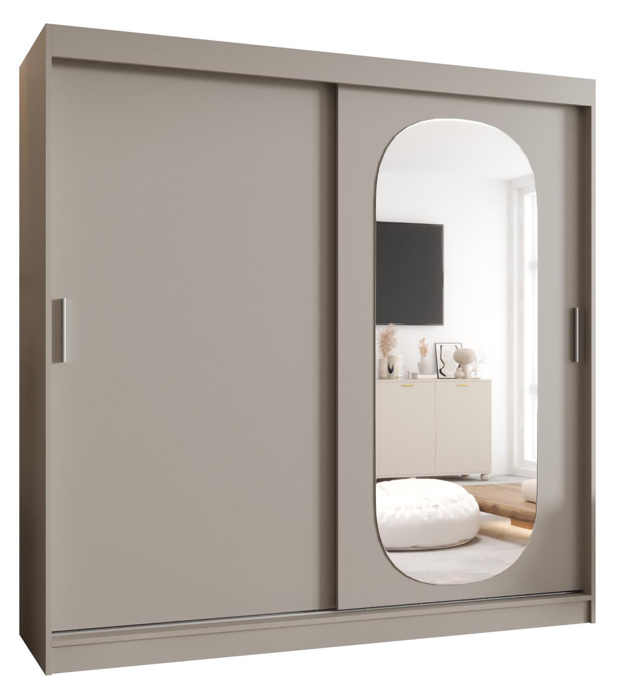 SCHIEBETÜRENSCHRANK mit Spiegel ROYAL 200/200/62 2-türig - Kaschmir/Silberfarben, Holz (200/62/200cm) - MÖBEL KRYSPOL
