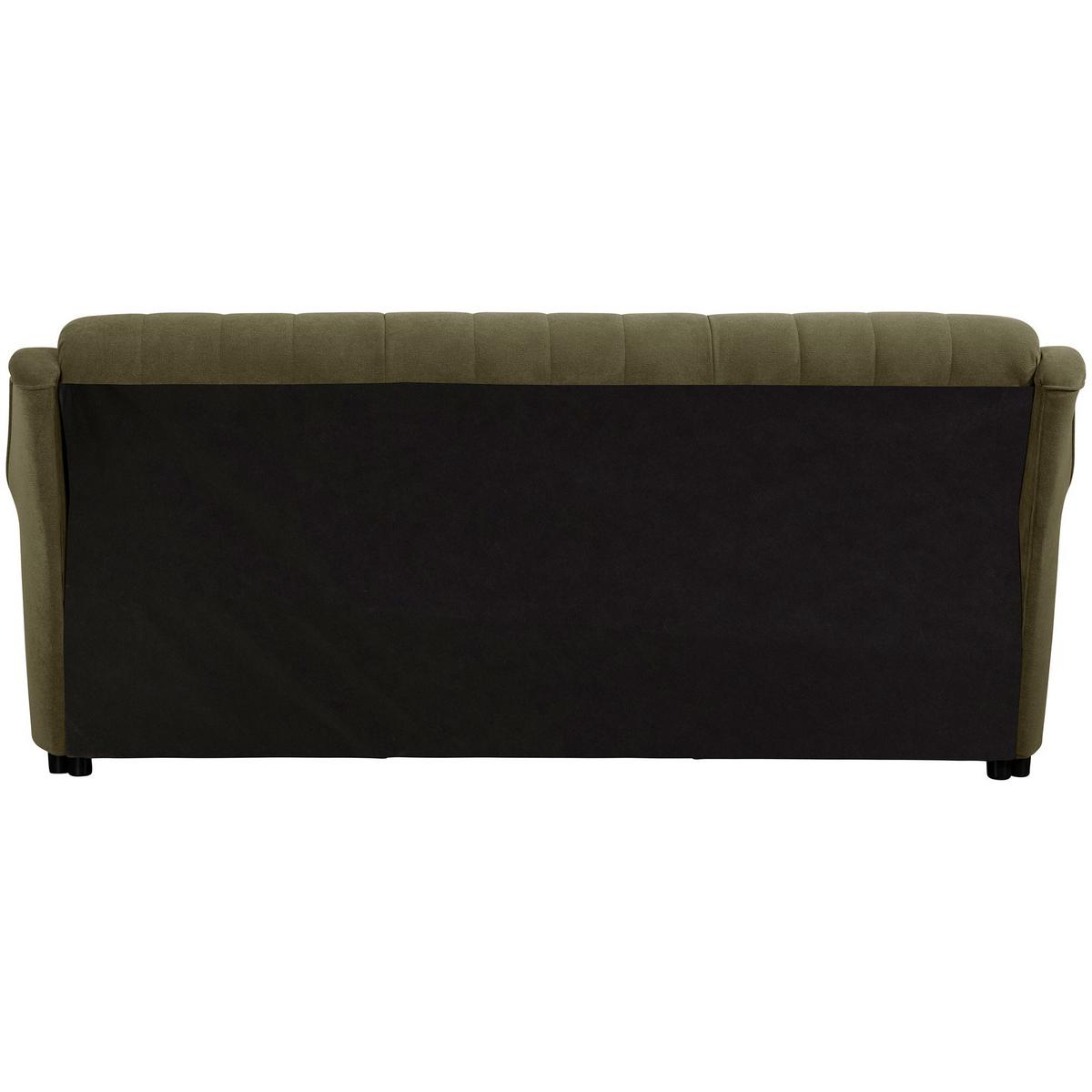 SOFA 3-Sitzer mit Bettfunktion Kaylyn Flockstoff grün - Grün, Kunststoff (207/89/83cm) - 58aufmkessel