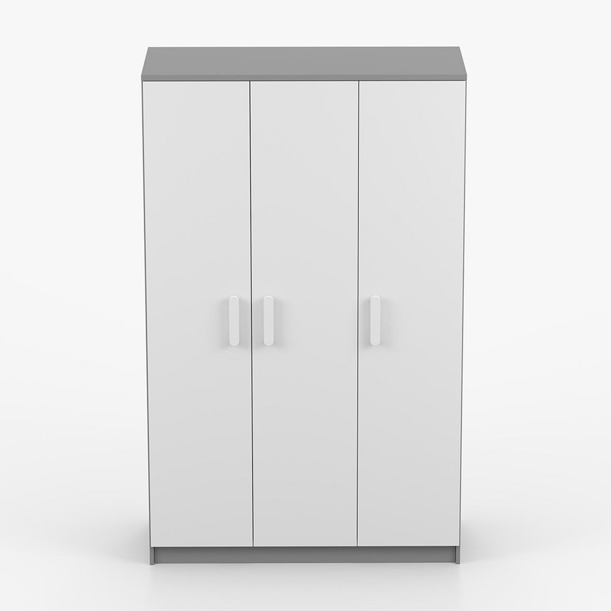 KLEIDERSCHRANK Jonas II 2D 19, 120/192/50, 3-türig, grau - Grau, Holzwerkstoff (120/194/50cm) - imoebel24