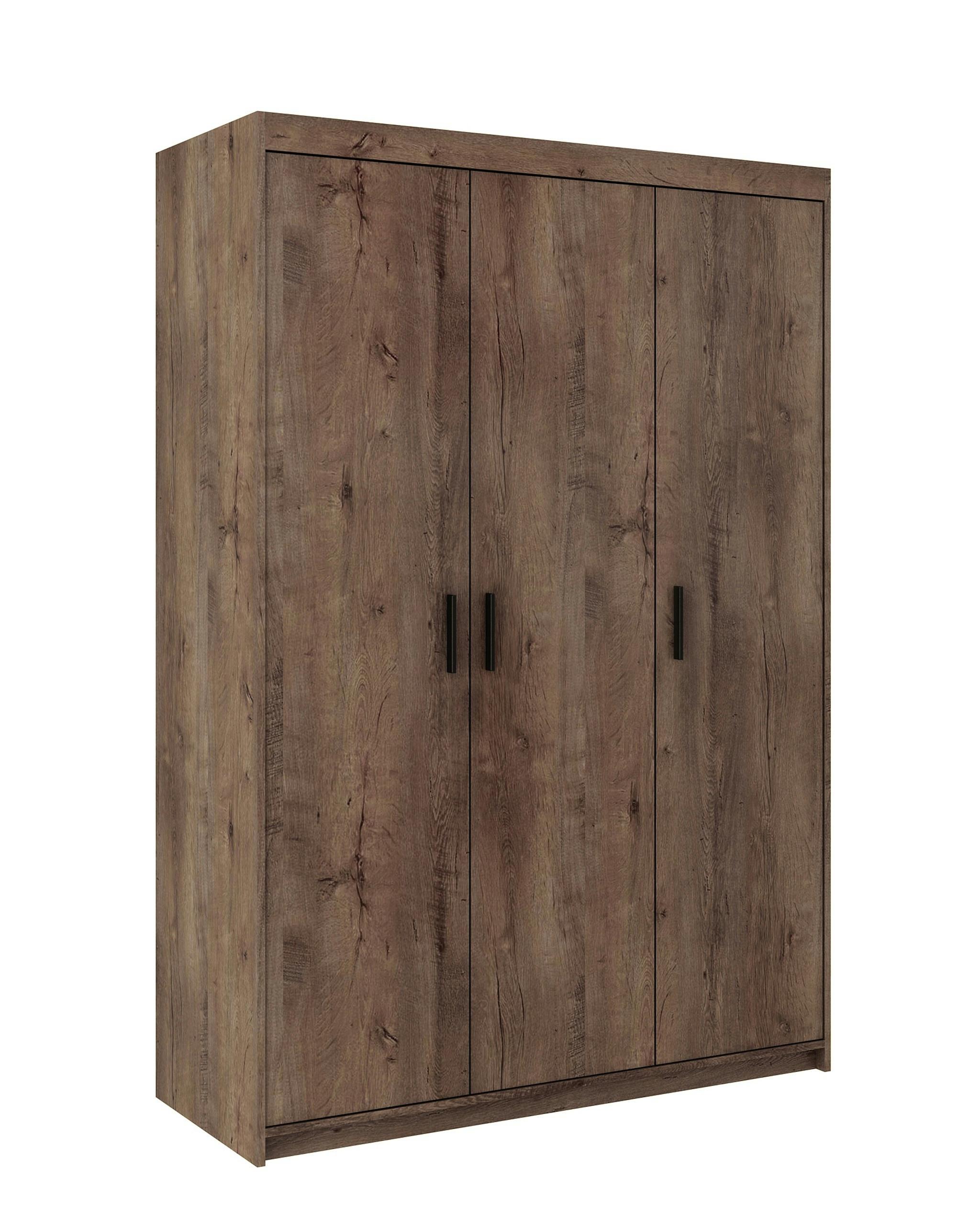 KLEIDERSCHRANK Storicos Eiche Lefkas 133/190,5/53 cm - Modern 3-türig - Braun, Holzwerkstoff/Kunststoff (133/190.5/53cm) - AX Living