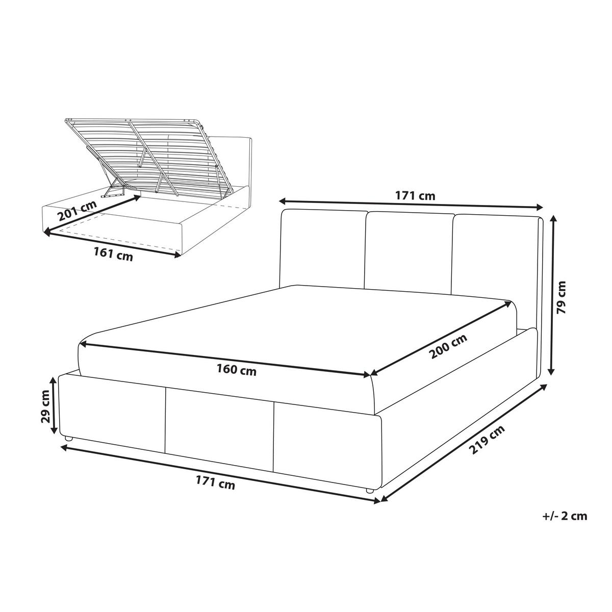 BETT mit Stauraum 160/200 cm Stoff Cremeweiß Bousse - Creme, Textil (160/200cm) - Beliani