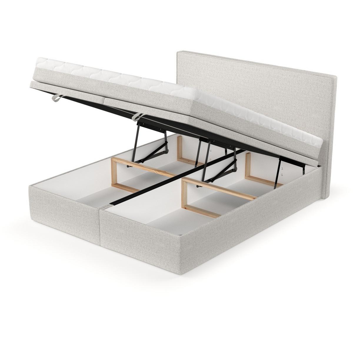 BOXBETT Zalla 200/200 cm Hellbeige im Riva Stoff - Sandfarben/Schwarz, Holz/Holzwerkstoff (200/200cm) - AltaBeds