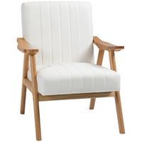 POLSTERSESSEL Wohnzimmersessel mit Armlehnen Kautschukbaumholz Farbe: Creme - Creme, Kunststoff (74/82/68cm) - HOMCOM