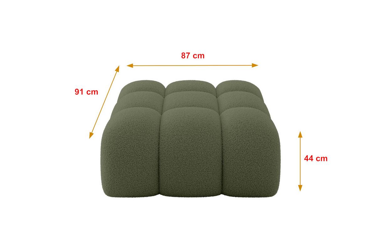 POUF OLEA-PUF 91x87x44 cm Grün Bouclé Modular Sitzhocker - Schwarz/Olivgrün, Holzwerkstoff/Kunststoff (91/44/87cm) - ALTDECOR
