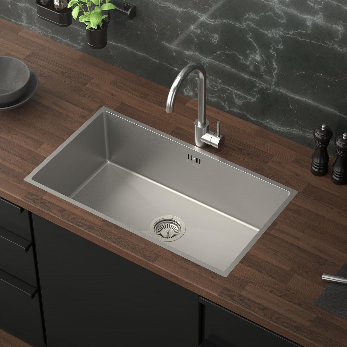 SPÜLBECKEN aus Edelstahl 70x40 cm mit Siphon - Silberfarben, Metall (70/20/40cm) - ML-DESIGN
