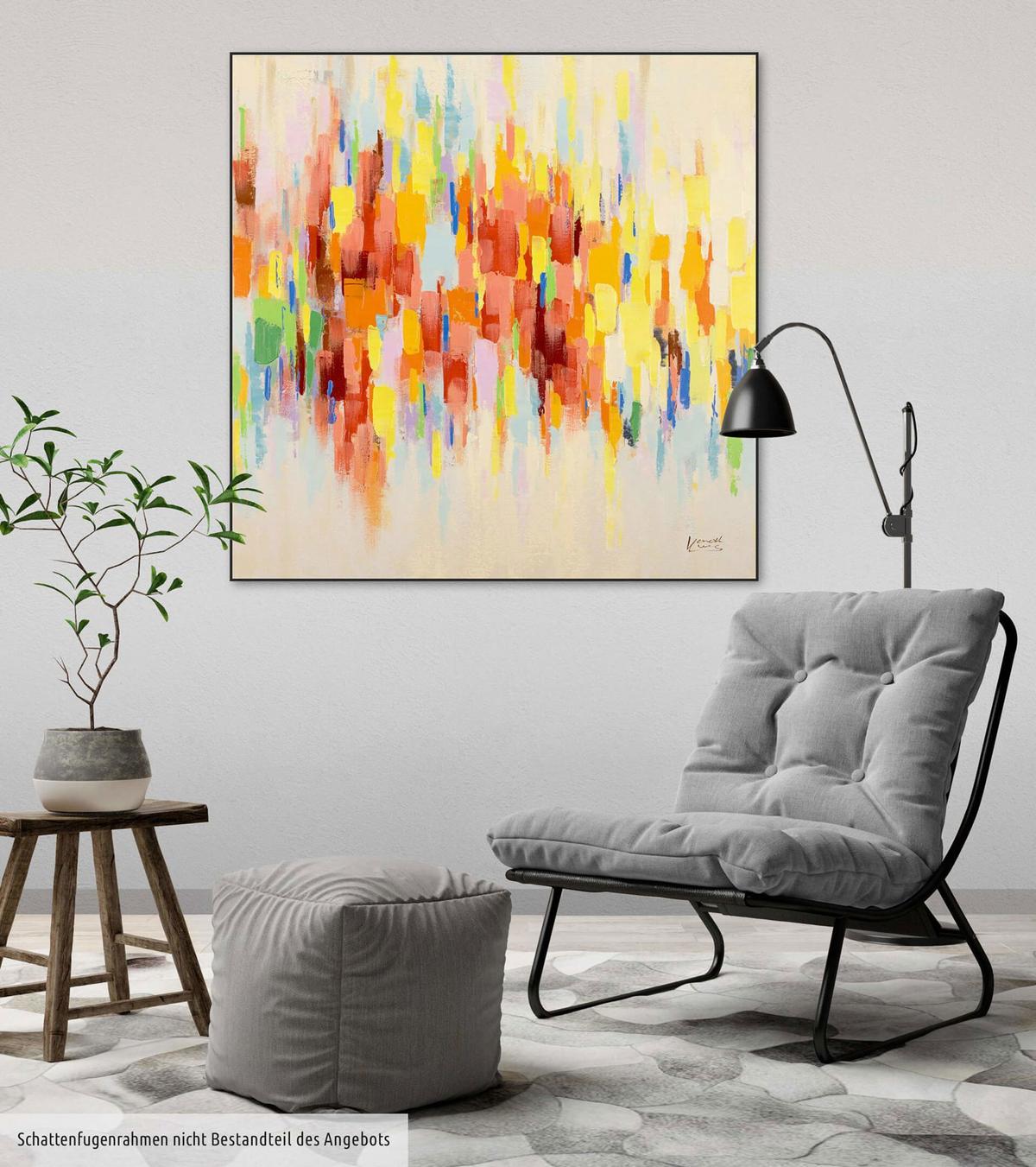ACRYLBILD HANDGEMALT 80/80 cm - Beige/Multicolor, Holz/Textil (80/80cm) - KUNSTLOFT