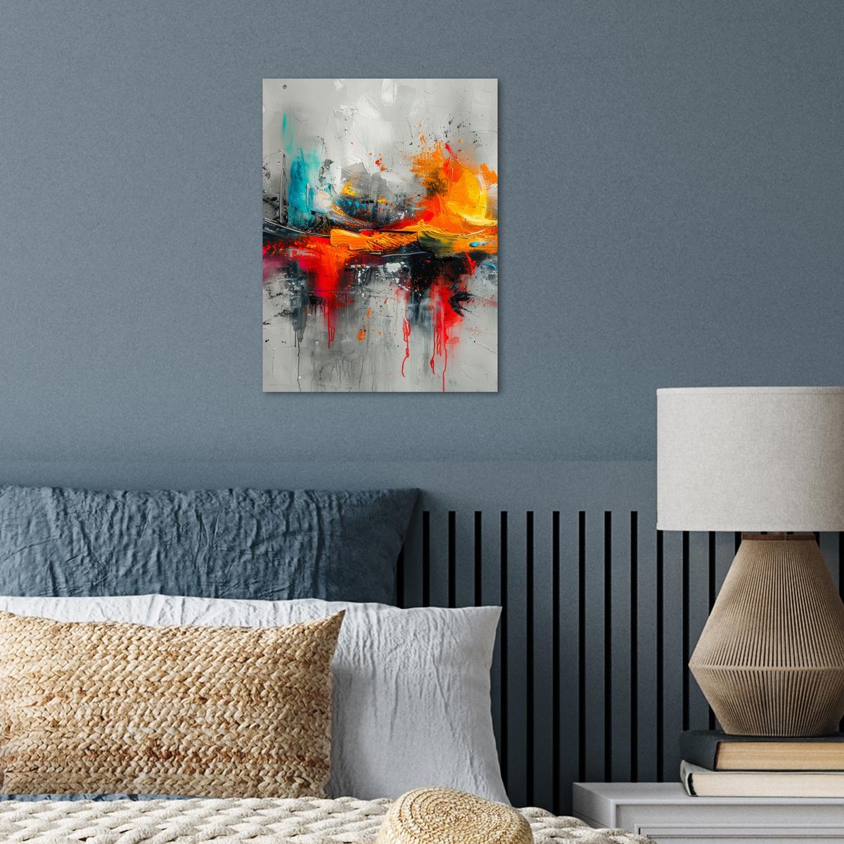 POSTER Moderne Kunst - Orange - Grau - Abstrakt Wandbilder 30x40 cm - Hellgrau, Papier (30/40/0.1cm) - MuchoWow
