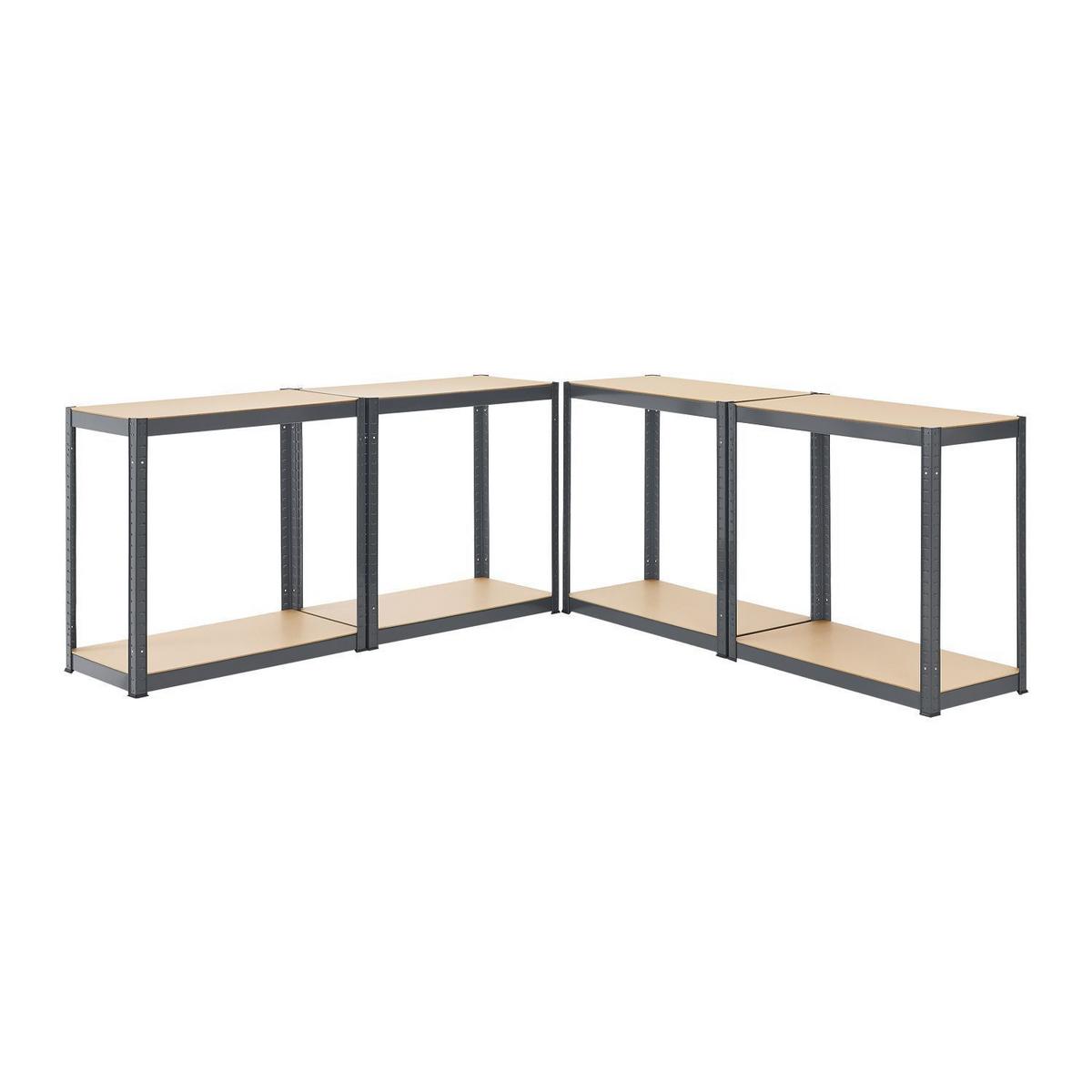 LAGERREGAL Easy grau 160x80x40 cm (2er-Set) - Grau, Metall (80/160/40cm) - Juskys