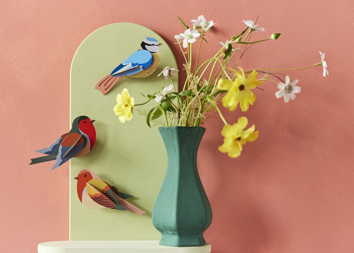 WANDDEKO Rotkehlchen-Duo 4/7 cm - Multicolor, Wellpappe (4/7/15cm) - Studio Roof
