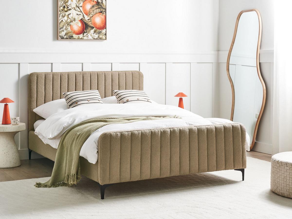 POLSTERBETT mit Lattenrost 140x200 cm Beige Lunan - Taupe, Textil (140/200cm) - Beliani
