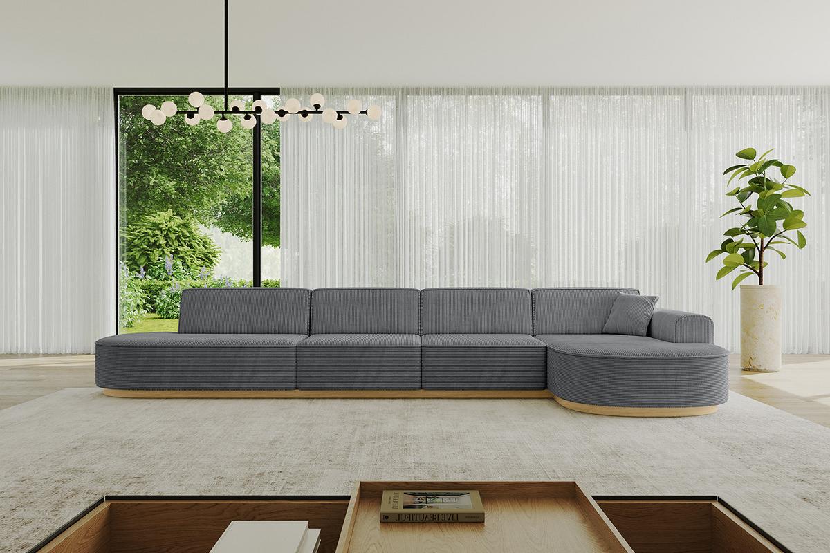 ECKSOFA Ottomane Rechts MARI-L3-v2 - 413x171x83 cm Dunkelgrau Cord - Dunkelgrau, Holzwerkstoff/Textil (171/413cm) - ALTDECOR