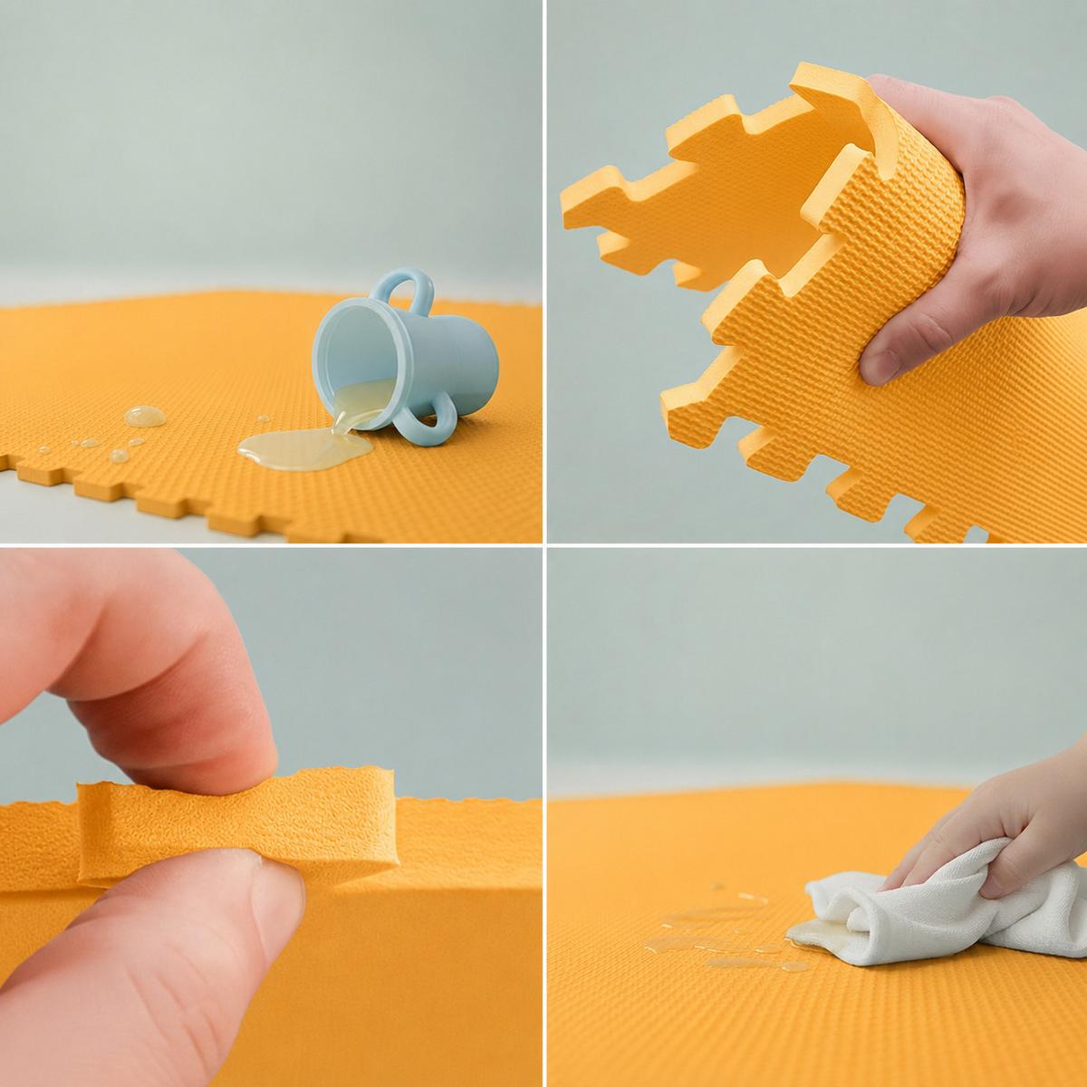SPIELMATTE ab Null - 90 cm Baby Puzzlematte Gelb - Gelb, Kunststoff (30/30cm) - Littletom