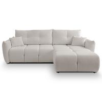 ECKSOFA MODA S Hellgrau Geflochtener Stoff mit Schlaffunktion - Hellgrau, Holz (257/177cm) - MASSENO