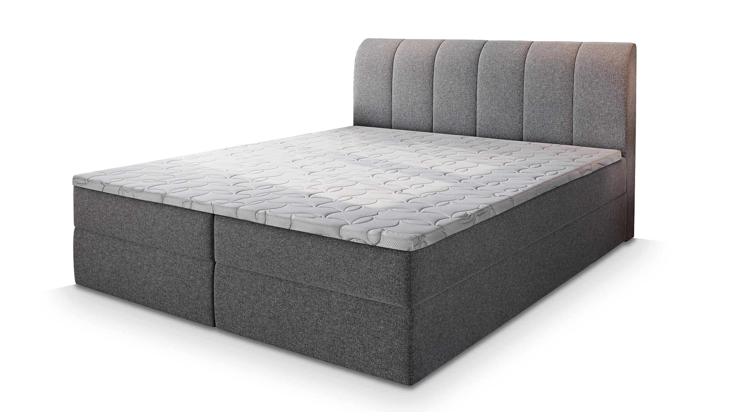 BOXBETT CEVANO 140x200 cm mit Matratze und Topper - Grau - Grau, Holz (140/200cm) - MASSENO