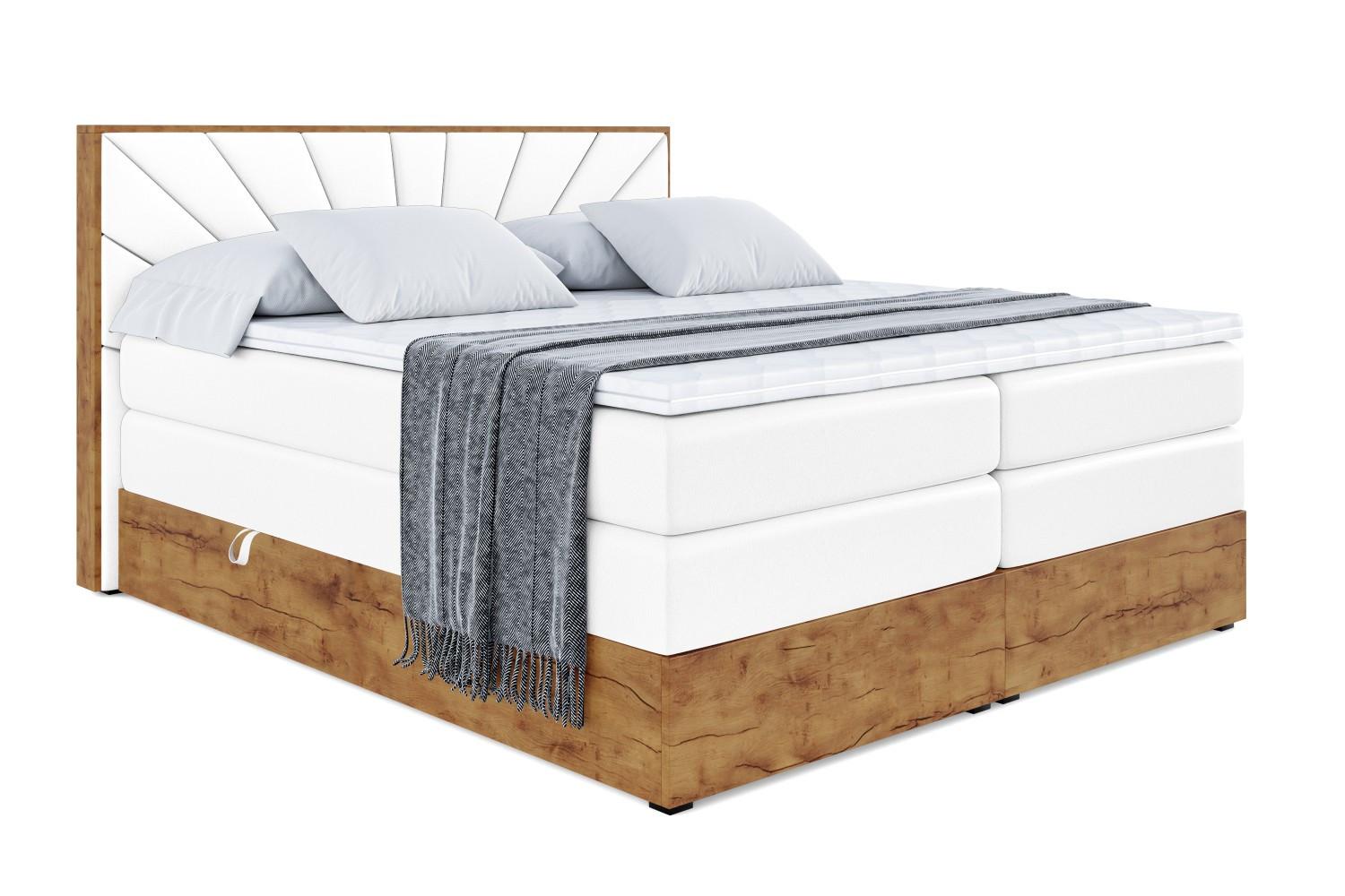 BOXSPRINGBETT mit Matratze H3|H4 und Lattenrost - LOLLI6 KING-160x200 - Weiß - Weiß, Holzwerkstoff (160/200cm) - ALTDECOR