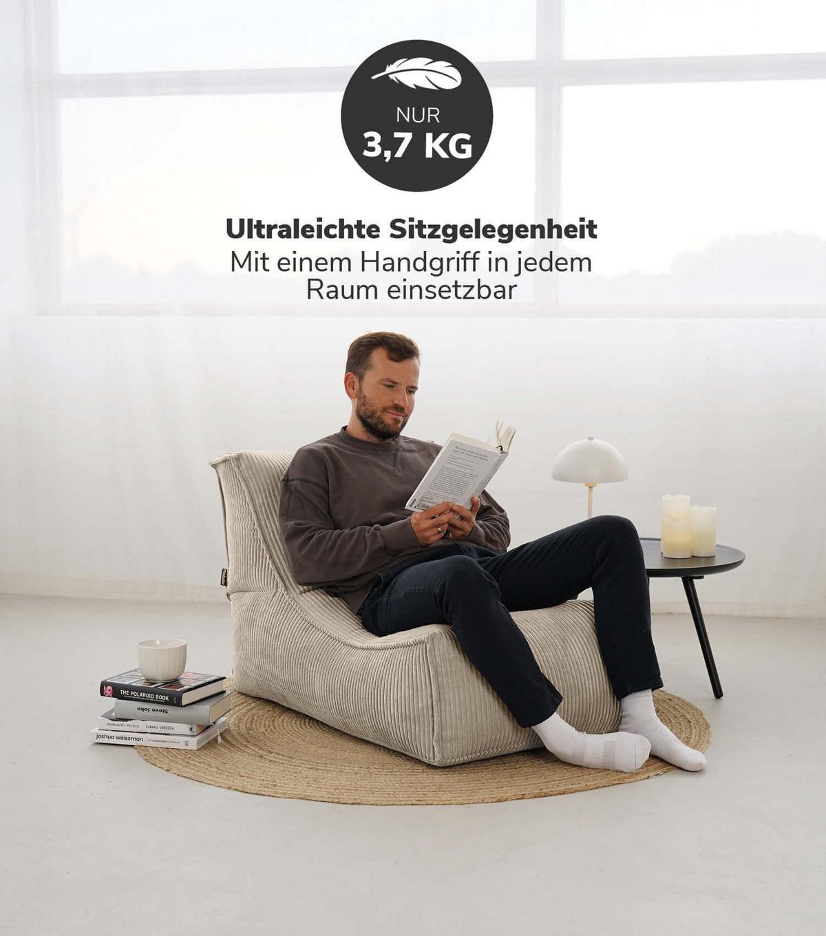 SITZSACK Cord Der Gelassene - Beige, Textil (60/65/95cm) - Mokebo