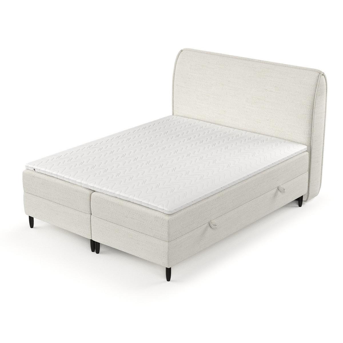 BOXBETT Lunaro 200/200 cm Creme im Modesto Stoff - Creme/Schwarz, Holz/Holzwerkstoff (200/200cm) - AltaBeds