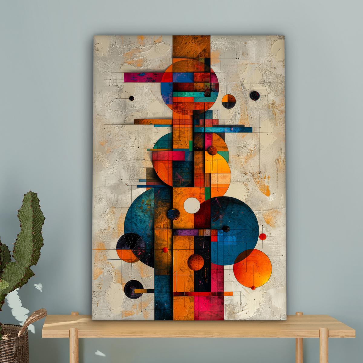 LEINWANDBILD Vintage - Moderne Kunst - Orange - Geometrische Formen Wanddeko 40x60 cm - Multicolor, Textil (40/60cm) - MuchoWow