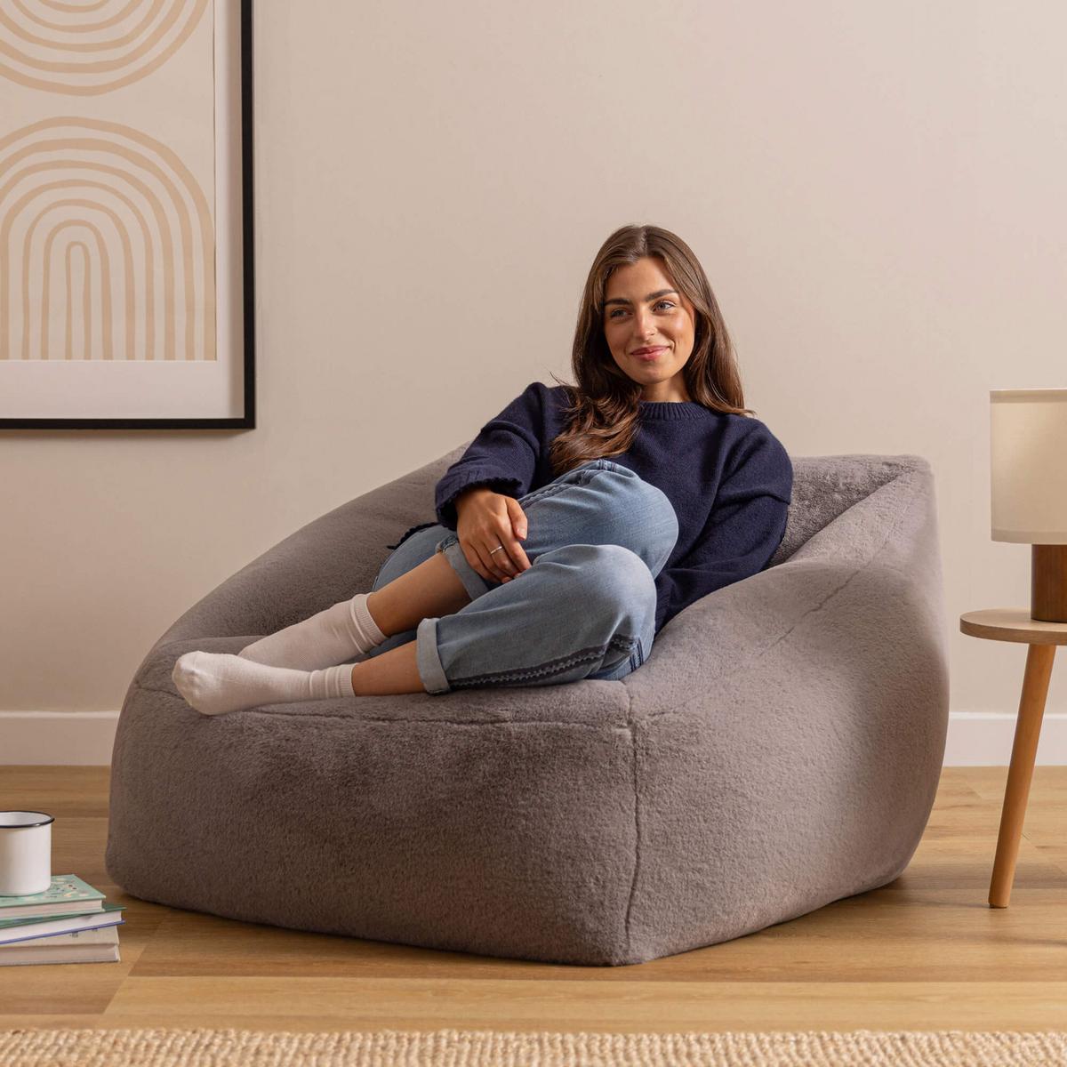 SITZSACK Sessel Natalia flauschig - Grau, Textil (97/73/84cm) - icon