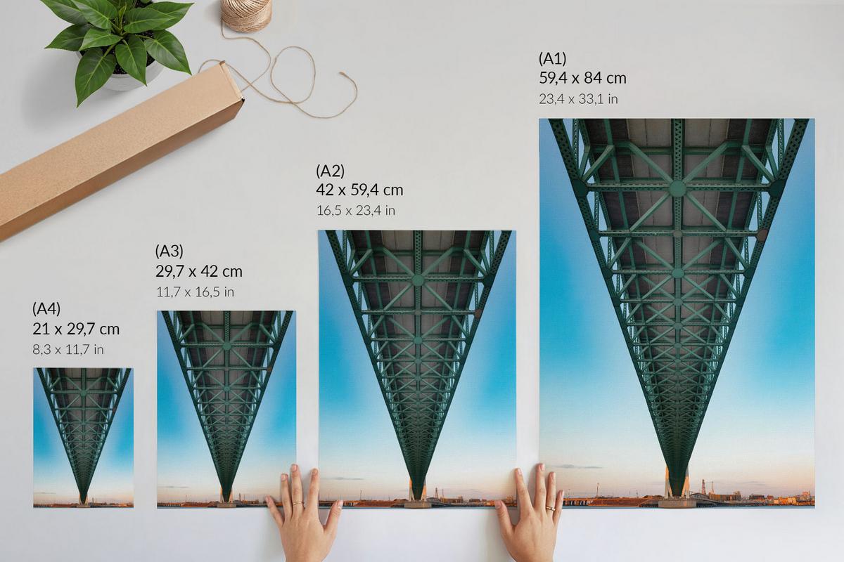 POSTER - 42x59 cm - Karo - Unter der Brücke - Blau, Textil (42/59/0.1cm) - TULUP
