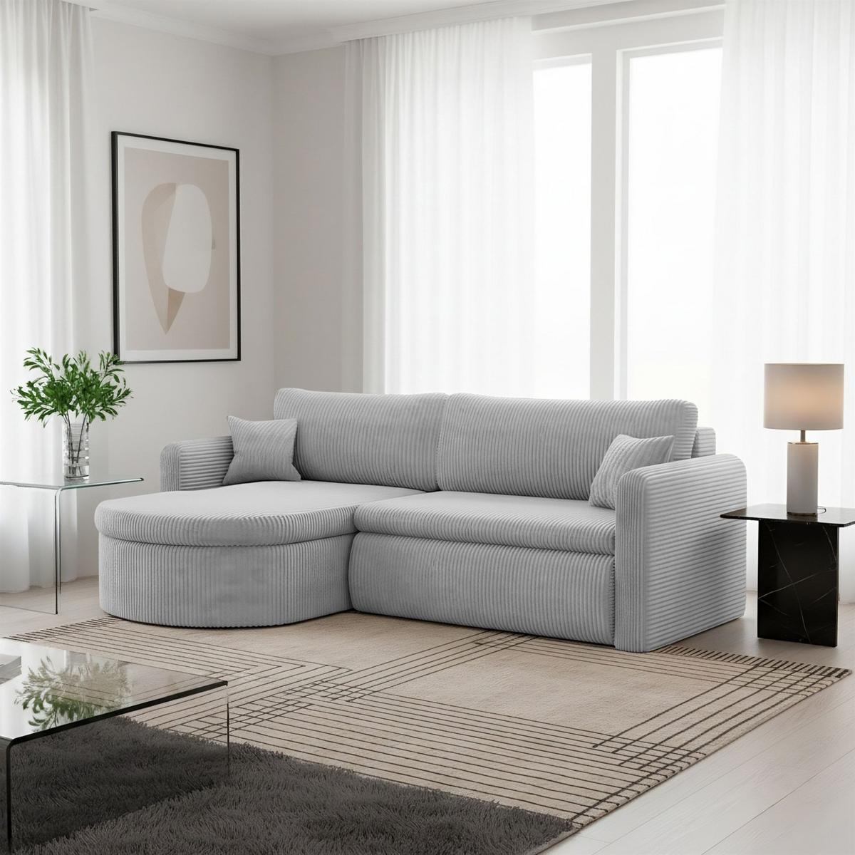 ECKSOFA Feliz In Poso - Hellgrau, Holzwerkstoff/Textil (160/250cm) - Fun Möbel