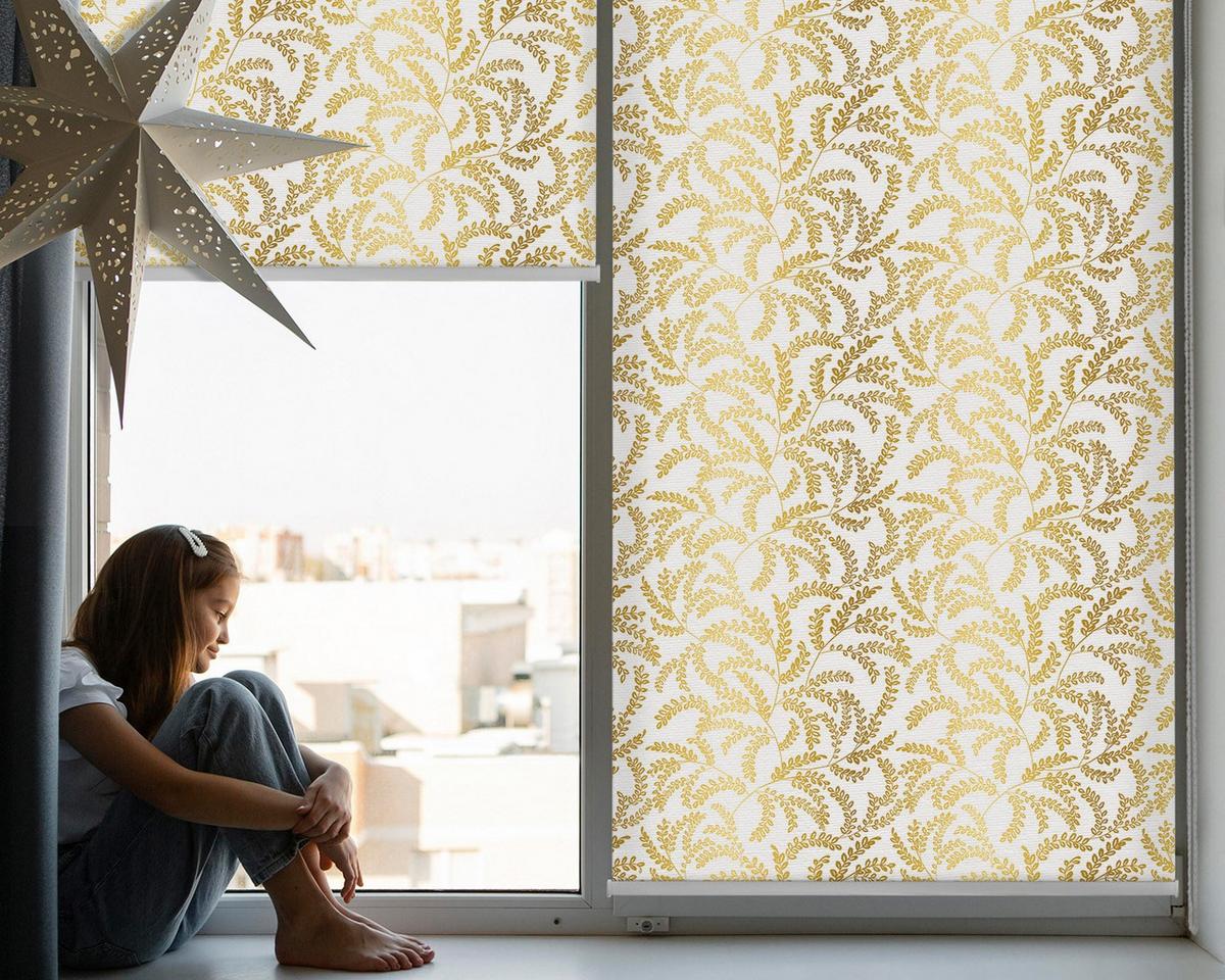 INNENROLLO - Fensterrollo - Rollo - 80x140 cm - Goldene Zweige - Gelb, Kunststoff (80/140/0.5cm) - TULUP