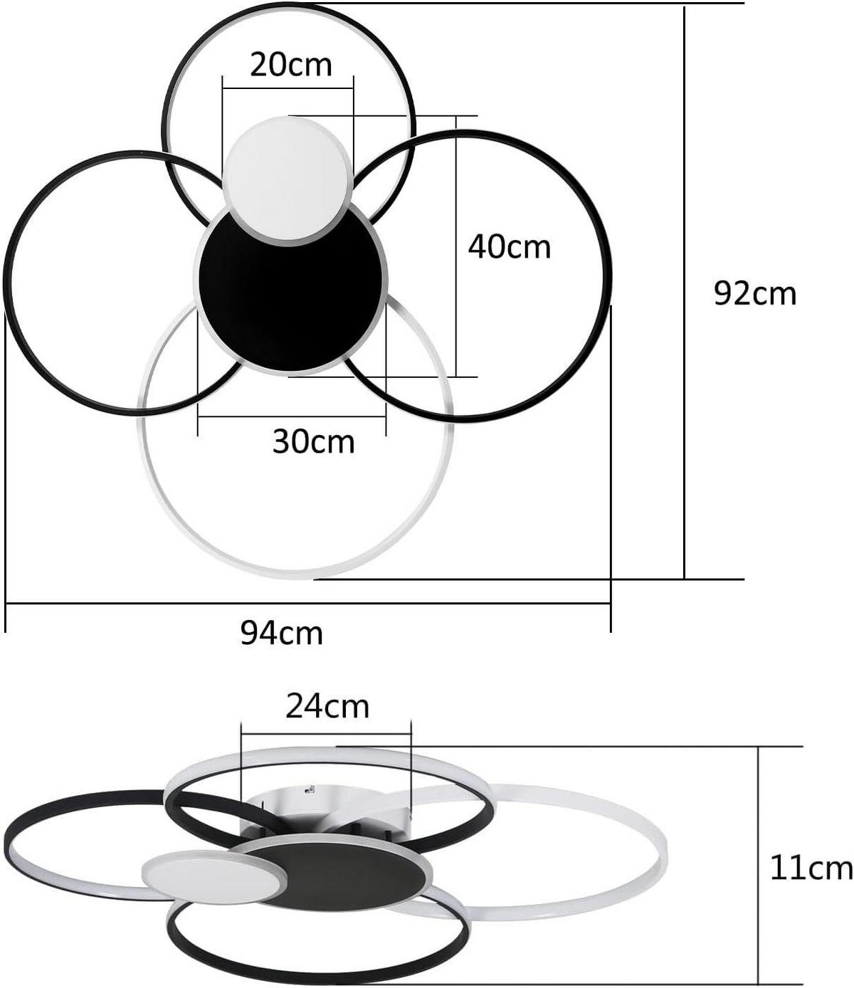 LED-DECKENLEUCHTE Christian 94/92/11 cm - Schwarz/Weiß, Kunststoff (94/92/11cm) - Nettlife