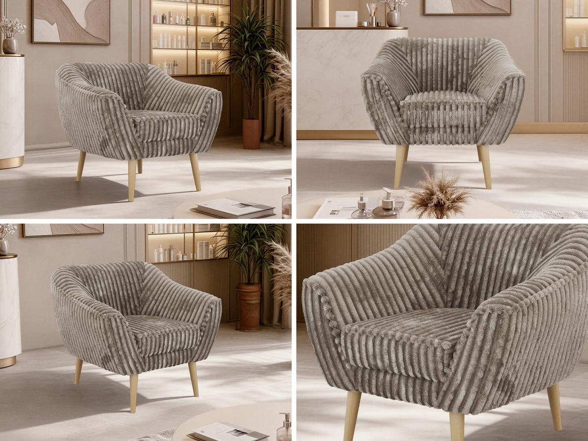 SESSEL PIRS - Hellbraun Cord - Holzbeine - Hellbraun/Buchefarben, Holzwerkstoff/Textil (80/75/74cm) - MKS