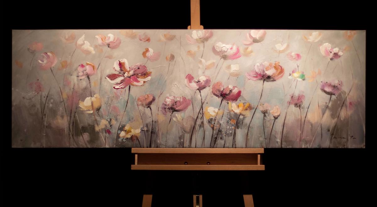 ACRYLBILD HANDGEMALT 150/50 cm - Pink, Holz/Textil (150/50cm) - KUNSTLOFT
