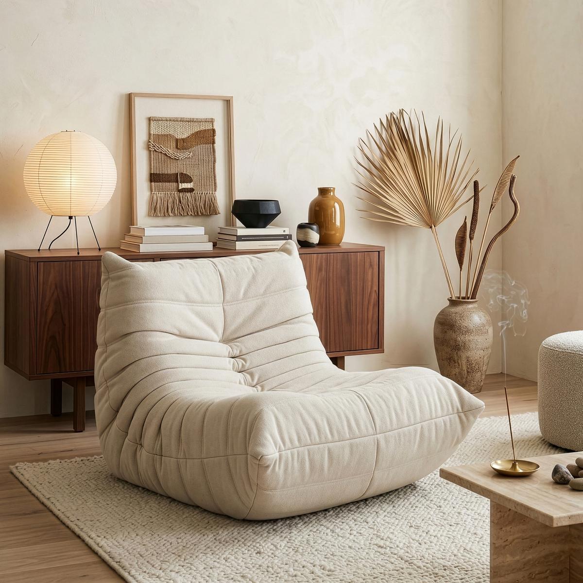 BODENSESSEL Kodsø - Beige, Textil (90/75/100cm) - [en.casa]