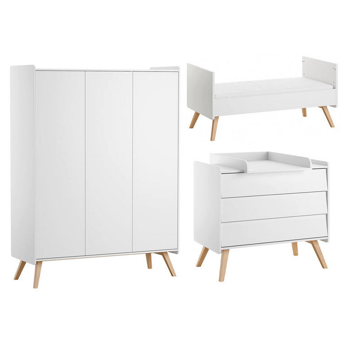 BABYZIMMER 3-teilig Vintage Weiß - Weiß, Holzwerkstoff (145/103/75cm) - Petits-meubles