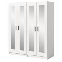 KLEIDERSCHRANK in weiß 160 x 194 cm skandinavisch, Drehtürenschrank 4-türig mit Spiegel - Schwarz/Weiß, Glas/Holzwerkstoff (160/194/56cm) - Inn.Furn