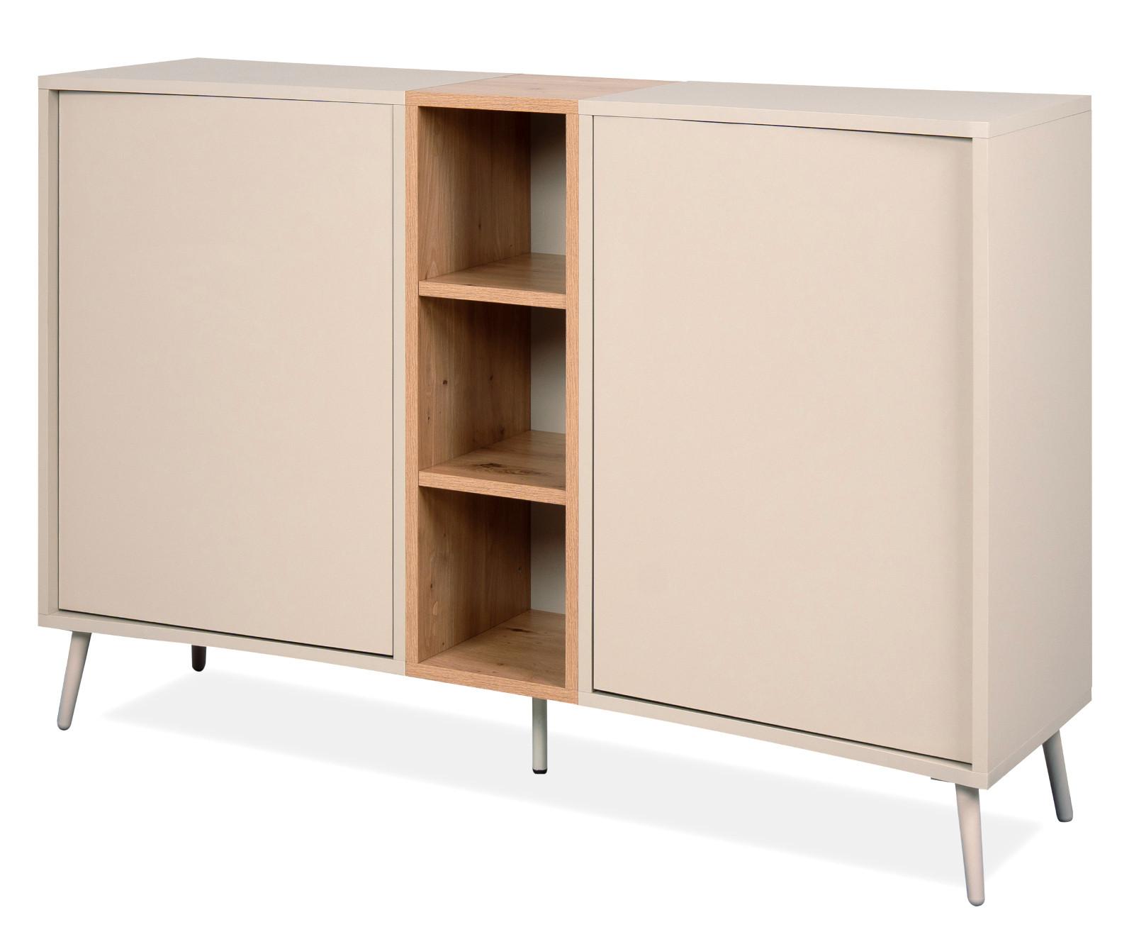 SIDEBOARD Kaschmir, Eiche Artisan 135 cm, Kommode mit Push-to-Open - Kaschmir/Eiche Artisan, Holzwerkstoff (135/90/37.5cm) - Furn.Design