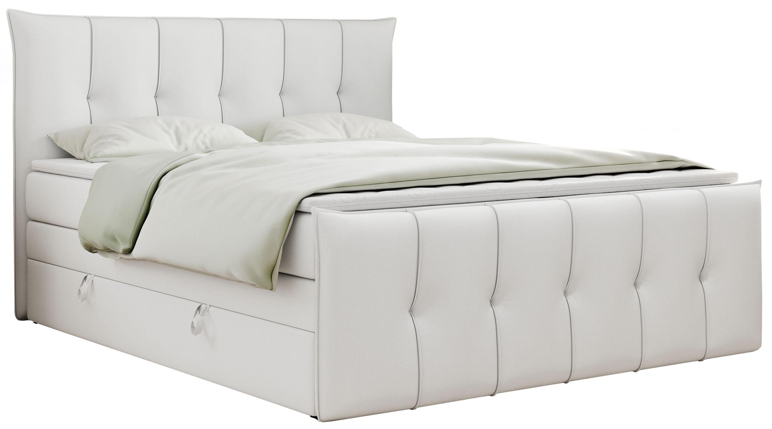 BOXSPRINGBETT PREMIUM 11 KING 120/200 Weiß Kunstleder - H4 - Weiß, Holz/Textil (120/200cm) - MKS